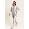 KADIN PREMİUM PARÇALI EŞOFMAN TAKIM - DİK YAKA FERMUARLI SWEATSHİRT - GRİ