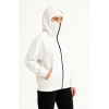 Kadın Samuray Ninja Çift Kapüşonlu Maske Detaylı Fermuarlı Kanguru Cepli Hoodie - Beyaz