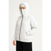 Kadın Samuray Ninja Çift Kapüşonlu Maske Detaylı Fermuarlı Kanguru Cepli Hoodie - Beyaz