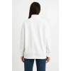 Kadın Üç İplik Dık Yaka Yarım Fermuarlı SweatShirt - Beyaz