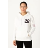 Kadın Üç İplik Kapüşonlu Ön ve Arka Baskılı SweatShirt hoodie - Beyaz