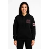 Kadın Üç İplik Kapüşonlu Ön ve Arka Baskılı SweatShirt hoodie - Siyah