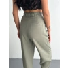 KADIN YÜKSEL BEL BELİ BAĞCIKLI CEPLİ RAHAT PAÇA PANTALON - SU YEŞİLİ