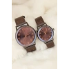 Kahverengi Deri Kordonlu Rose Metal Kasa Sevgili Saatleri