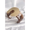 Kahverengi Mermer Desen Akrilik Plastik Gold Nal Model Plaka Vintage Kadın Bilezik