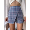 Kapaklı tüvit şort etek mavi