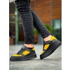 KB-X8 Kuback Siyah Sarı Cilt Yüksek Taban Günlük Spor Ayakkabı
