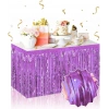 Kendinden Yapışkanlı Mor Metalize Püsküllü Masa Eteği – 75 x 275 cm Parti Süslemesi