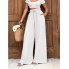 Keten bağcıklı beyaz pantolon