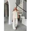 KETEN KISA KOLLU CEPLİ GÖMLEK PANTOLON İKİLİ TAKIM - BEYAZ