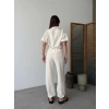 KETEN TAM FERMUARLI KISA KOLLU GÖMLEK PANTOLON İKİLİ TAKIM - BEYAZ