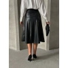 Komple parçalı deri etek siyah h26441