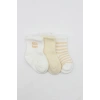 Little Love Girl 3lü Penye Soket Çorap 10137 Ekru