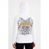 Metallica İki İplik Kapüşonlu Ön ve Arka Baskılı hoodie - Beyaz