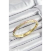 Mineli Pirinç Pembe Hardal Ve Krem Çiçek Motifli Gold Renk Kadın Kelepçe