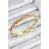 Mineli Pirinç Zirkon Taşlı Turuncu Çiçek Motifli Gold Kadın Kelepçe