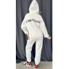 Nakış İşlemeli Üç İplik Sweat Takım- Beyaz