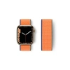 Newface Apple Watch 42mm Hasırlı Cırtcırtlı Kordon - Turuncu