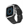 Newface Apple Watch 42mm KR401 Silikon Kordon - Siyah-Gümüş