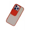 Newface iPhone 13 Pro Kılıf Palm Buzlu Kamera Sürgülü Silikon - Kırmızı