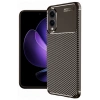 Newface Samsung Galaxy S25 Edge Kılıf Auto Focus Karbon Kapak - Kahverengi