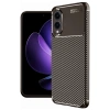 Newface Samsung Galaxy S25 Edge Kılıf Auto Focus Karbon Kapak - Kahverengi