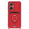 Newface Vivo Y27 Kılıf Zuma Kartvizitli Yüzüklü Silikon - Kırmızı