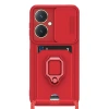 Newface Vivo Y27 Kılıf Zuma Kartvizitli Yüzüklü Silikon - Kırmızı