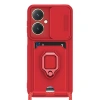 Newface Vivo Y27 Kılıf Zuma Kartvizitli Yüzüklü Silikon - Kırmızı