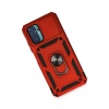 Newface Xiaomi Redmi Note 10 Kılıf Pars Lens Yüzüklü Silikon - Kırmızı