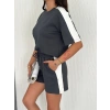 OSY MODAL YUMUŞAK DOKULU KUMAŞ KADIN PARÇALI BİSİKLET YAKA T-SHİRT KISA ŞORT İKİLİ TAKIM - ANTRASİT