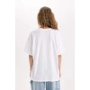 Oversize Fit Kısa Kollu Basic %100 Pamuk Tişört Beyaz