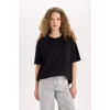 Oversize Fit Kısa Kollu Basic %100 Pamuk Tişört