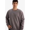 Oversize Geniş Kalıp Bisiklet Yaka Kalın Basic Düz Sweatshirt T5139AZ24AU