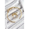 Pirinç Deniz Yıldızı Model Gold Renk Bileklik Yüzük Set