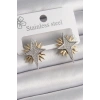 Pirinç Gold Gümüş Renk Zirkon Taşlı Kutup Yılıdız Model Kadın Küpe