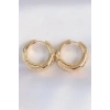 Pirinç Gold Renk Asimetrik Kıvrım Küpe