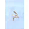 Pirinç Gold Renk Ayarlanabilir Zirkon Taşlı Yılan Yüzük