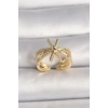 Pirinç Gold Renk Ayarlanabilir Ziron Taşlı Kadın Yüzük