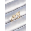 Pirinç Gold Renk Beyaz Mineli Kalp Model Kadın Yüzük