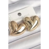 Pirinç Gold Renk Bomba Kalp Model Kadın Küpe