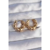Pirinç Gold Renk Damla Kıvrım Tasarımlı Halka Küpe
