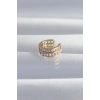 Pirinç Gold Renk İncili Baget Taşlı Earcuff Küpe