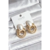 Pirinç Gold Renk İncili Vintage Kadın Küpe