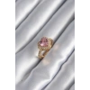 Pirinç Gold Renk Pembe Zirkon Taşlı Charm Kalp Model Kadın Yüzük