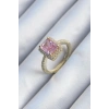 Pirinç Gold Renk Pembe Zirkon Taşlı Kadın Yüzük