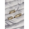 Pirinç Gold Renk Renkli Zirkon Taşlı Kare Model Küpe Seti