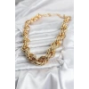 Pirinç Gold Renk Sarmal Halat Model Kadın Kolye
