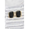 Pirinç Gold Renk Siyah Plaka Vintage Kadın Küpe