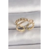 Pirinç Gold Renk Zirkon Taşlı Ayarlanabilir Kadın Yüzük